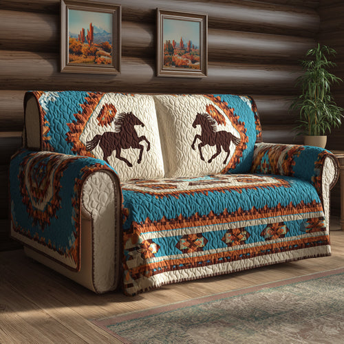 Turquoise Rodeo Quilted Sofa Cover NCU0LDH771