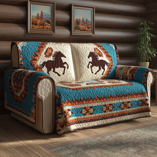 Turquoise Rodeo Quilted Sofa Cover NCU0LDH771