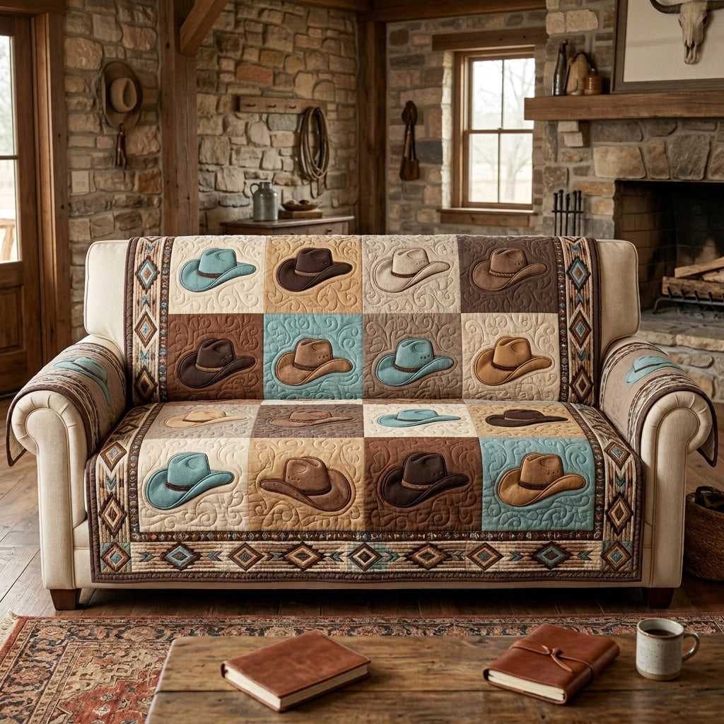 Turquoise Trail Quilted Sofa Cover NCU0NTV1106