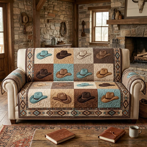 Turquoise Trail Quilted Sofa Cover NCU0NTV1106
