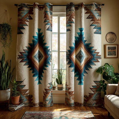 Turquoise Valley Diamonds Quilted Curtains NCU0NXD1157