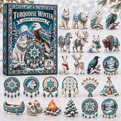 CHRISTMAS KICKOFF 40% OFF - Turquoise Winter Advent Calendar 2026 - 24-Day Festive Countdown, Acrylic Charms Blind Box - Gift For Family and Friends AC0TD010