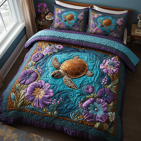 Turtle Petals Quilted Bedding Set NCU0DV062