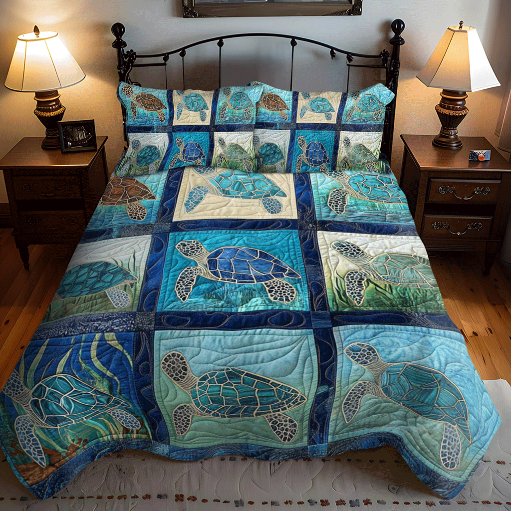 Turtle Bay Comfort 3-Piece Quilted Bedding Set NCU0TL1481