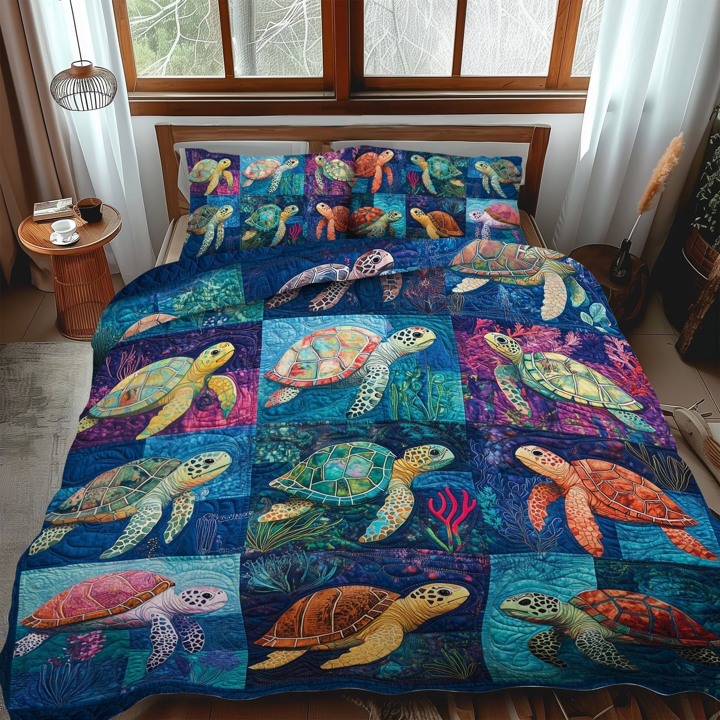 Turtle Bay Harmony 3-Piece Quilted Bedding Set NCU0PT1857