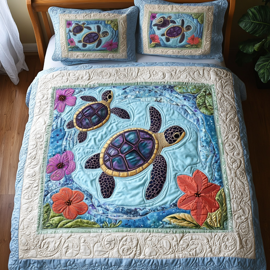 Turtle Cove Bliss Quilted Bedding Set NCU0DV1916