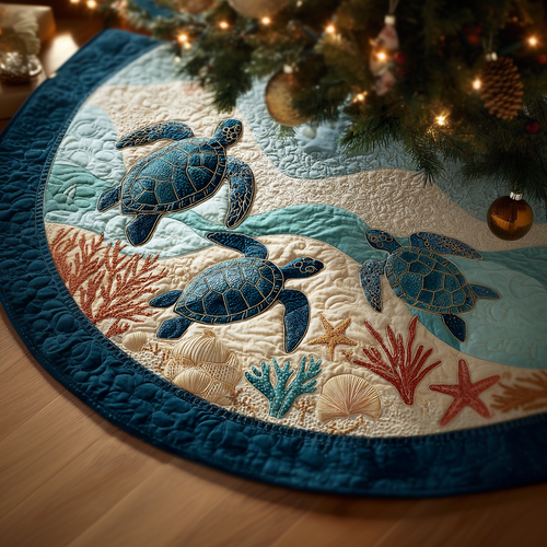 Turtle Dream Christmas Quilted Tree Skirt NCU0DDK1764