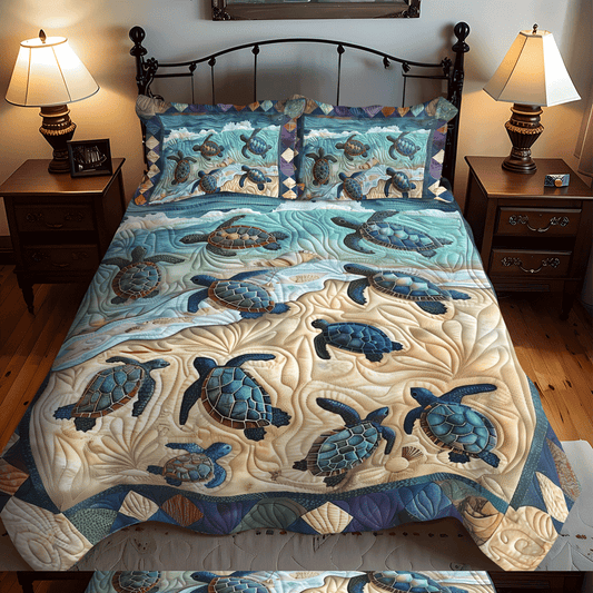 Turtle First Crawl 3-Piece Quilted Bedding Set NCU0TH1328