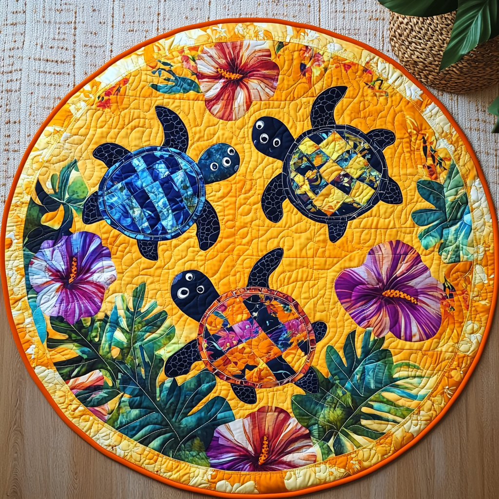 Turtle Harmony Quilted Round Mat NCU0TL1440