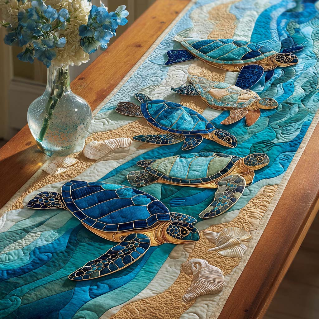 Turtle Harmony Quilted Table Runner NCU0NNT1744