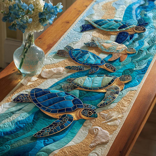Turtle Harmony Quilted Table Runner NCU0NNT1744