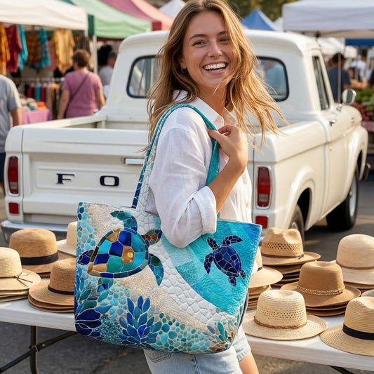 Turtle Haven Quilted Classic Tote Bag NCU0DV2098