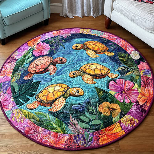 Turtle Haven Quilted Round Mat NCU0TL1450