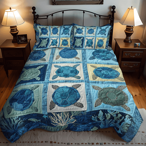 Turtle Lagoon 3-Piece Quilted Bedding Set NCU0TL1484