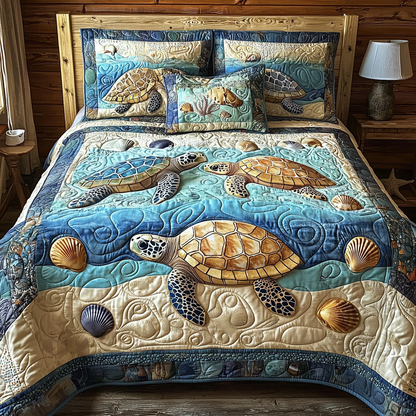 Turtle Sand 3-Piece Quilted Bedding Set NCU0DV505