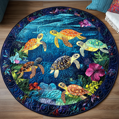 Turtle Tales Quilted Round Mat NCU0TL1452