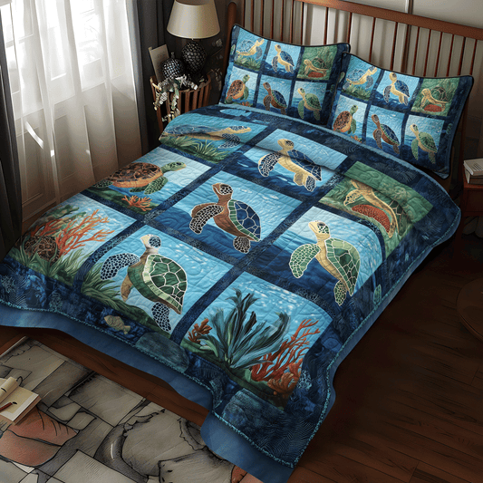 Turtle Tidepool 3-Piece Quilted Bedding Set NCU0TL1137