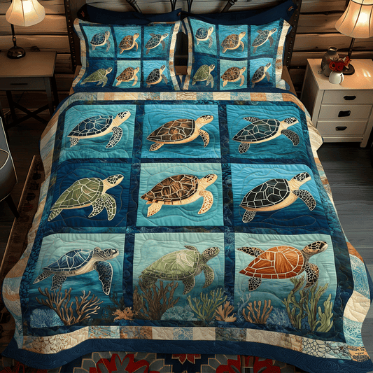Turtle Tides 3-Piece Quilted Bedding Set NCU0TL1123