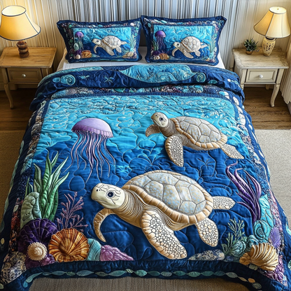 Turtle Tranquil 3-Piece Quilted Bedding Set NCU0PVL301