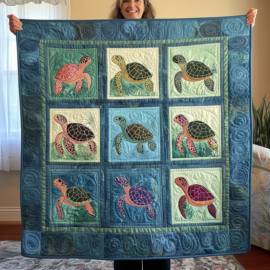 Turtle Tranquility Quilted Blanket NCU0TL1107