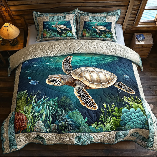 Turtle Wanders 3-Piece Quilted Bedding Set NCU0DV503