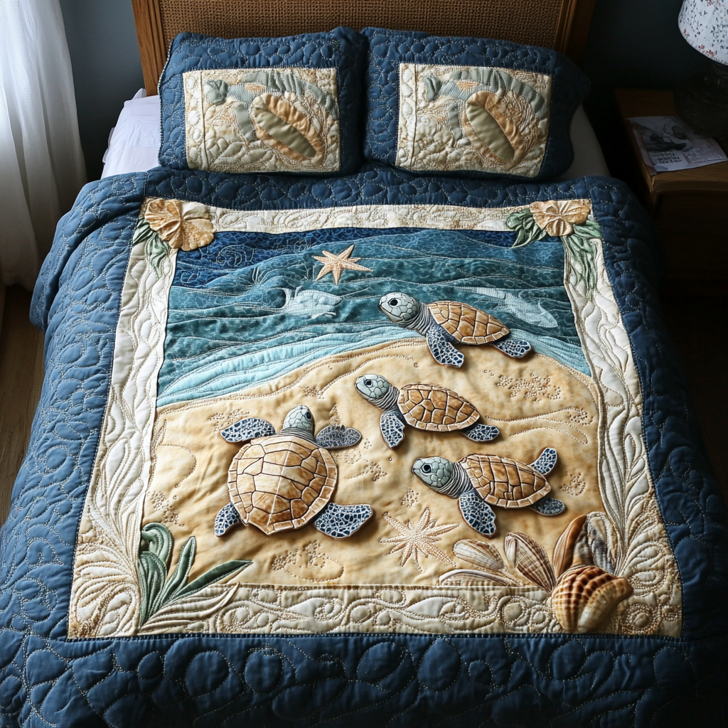 Turtles in Paradise Quilted Bedding Set NCU0DV1924