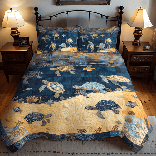 Turtley Night 3-Piece Quilted Bedding Set NCU0TH1341