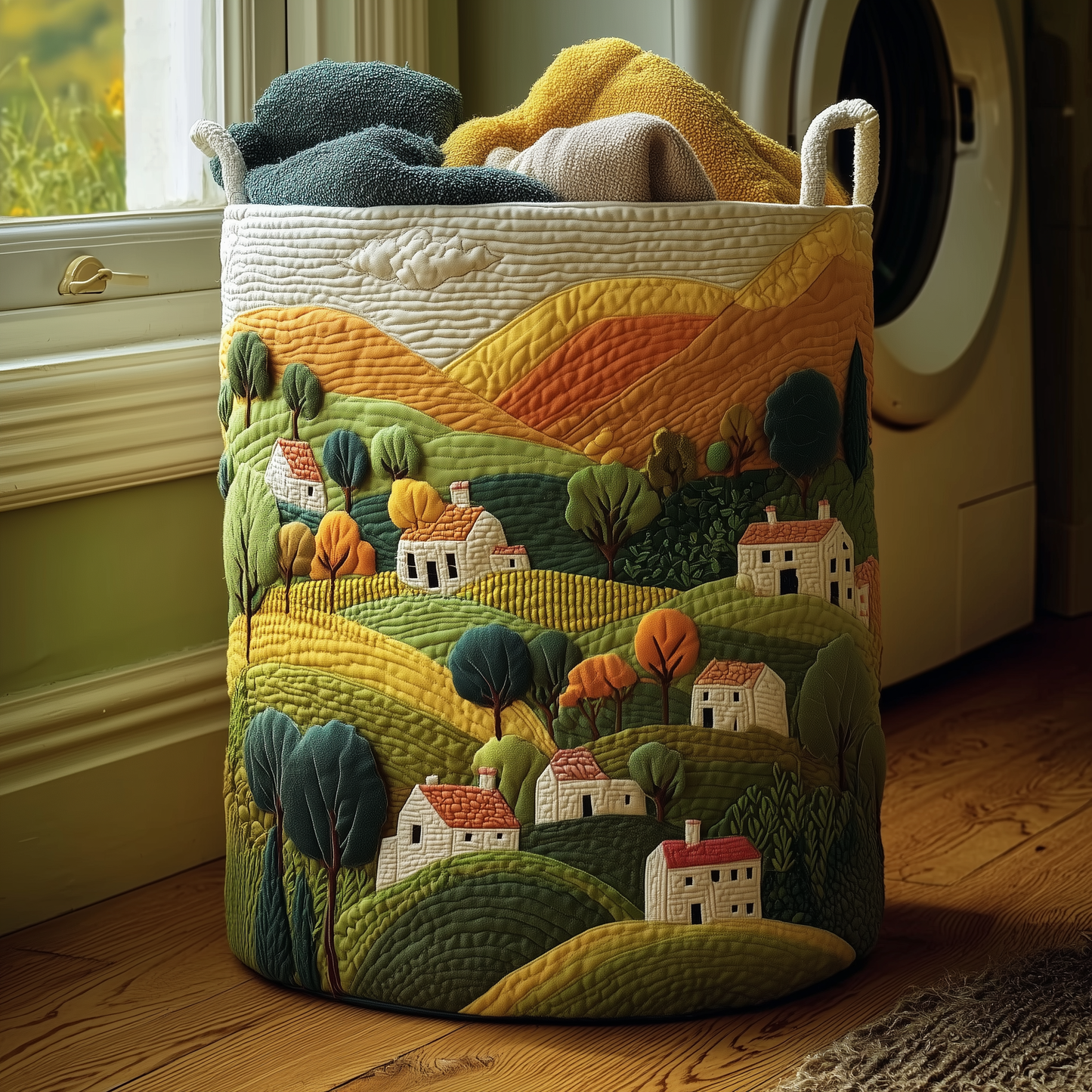 Tuscan Fields Quilted Laundry Basket NCU0TH2942