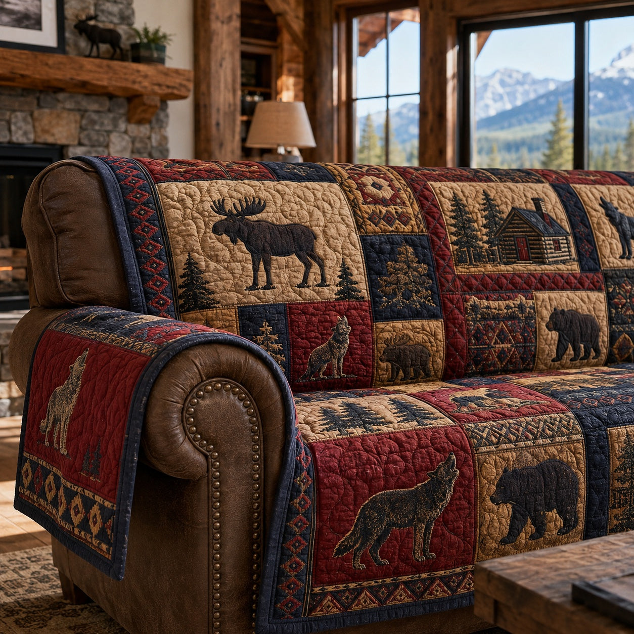 Twilight Cabin Ridge Quilted Sofa Cover NCU0PVL1089