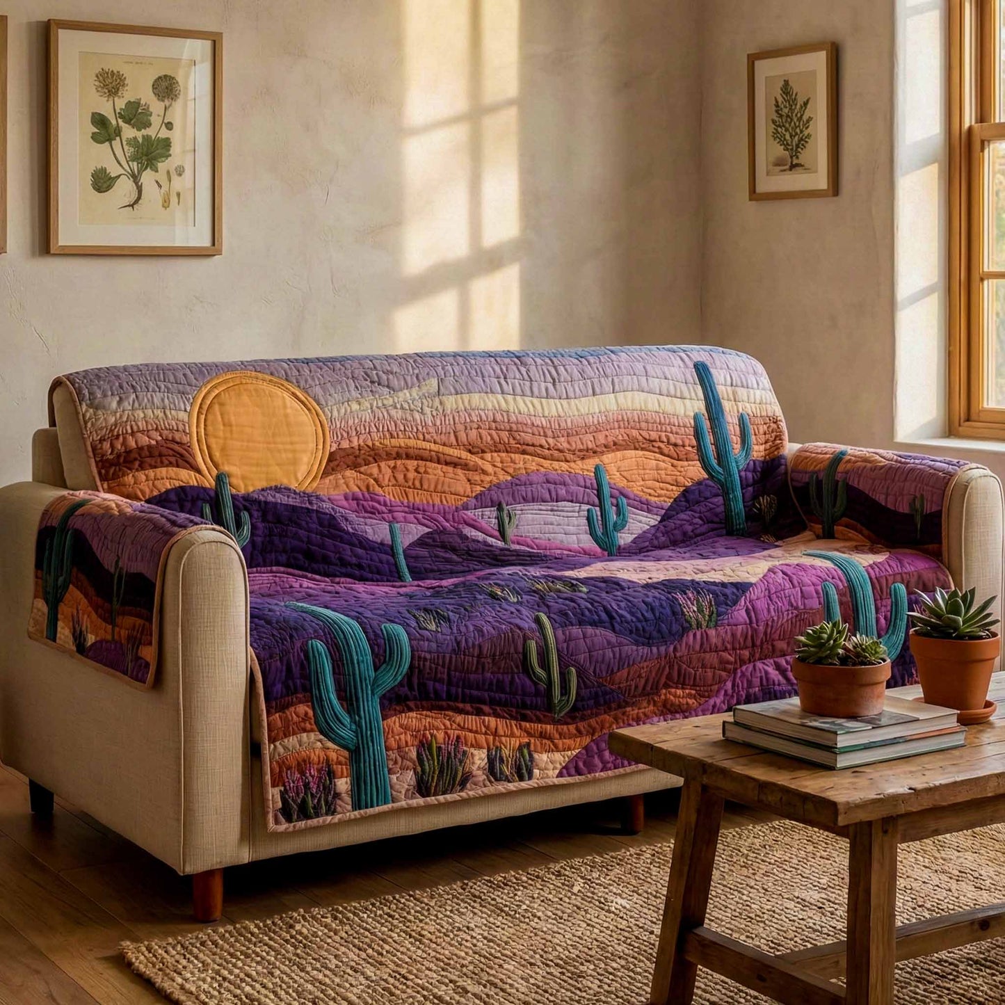 Twilight Cactus Quilted Sofa Cover NCU0NXD1518