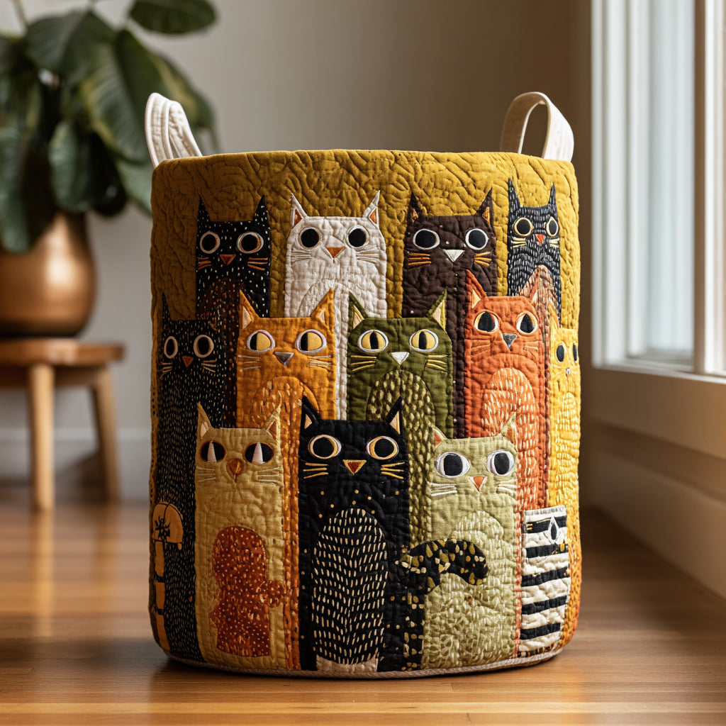 Twilight Cats Quilted Laundry Basket NCU0DV1619