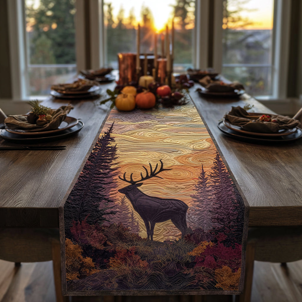 Twilight Elk Quilted Table Runner NCU0DV1154