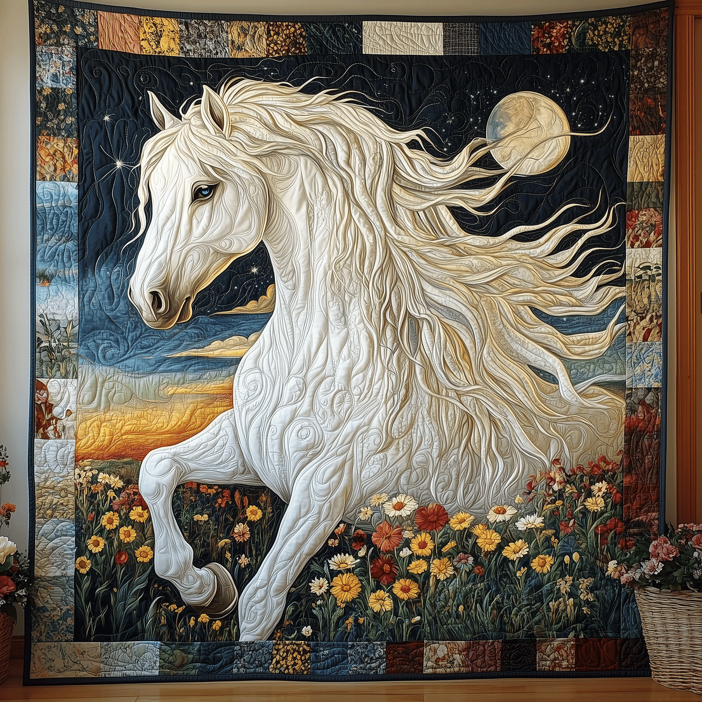 Twilight Gallop Art Quilt Hanging NCU0TH1703