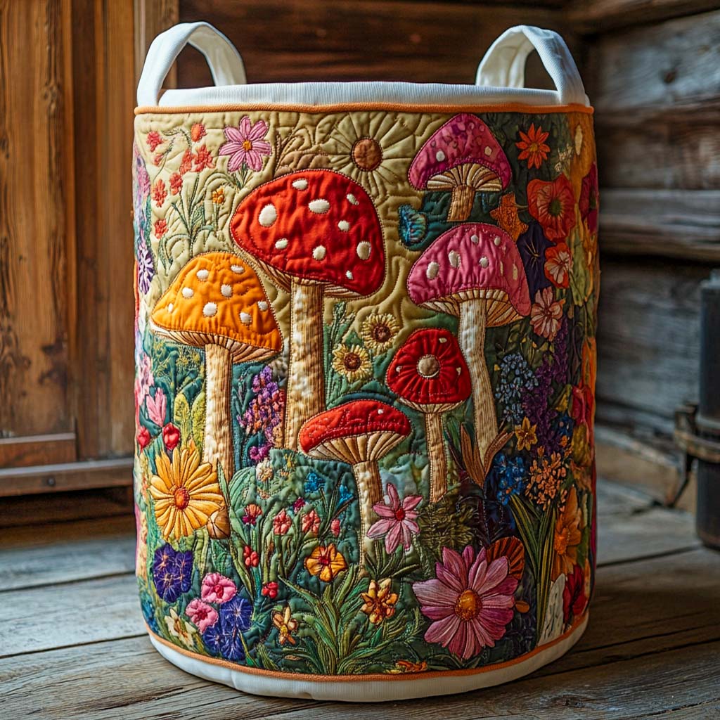 Twilight Meadow Mushrooms Quilted Laundry Basket NCU0NXD1054