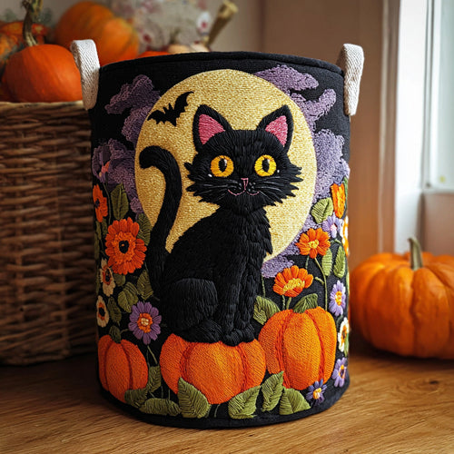 Twilight Meow Quilted Laundry Basket NCU0PVL525