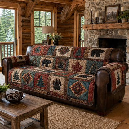 Twilight Pine Peak Quilted Sofa Cover NCU0PVL1066