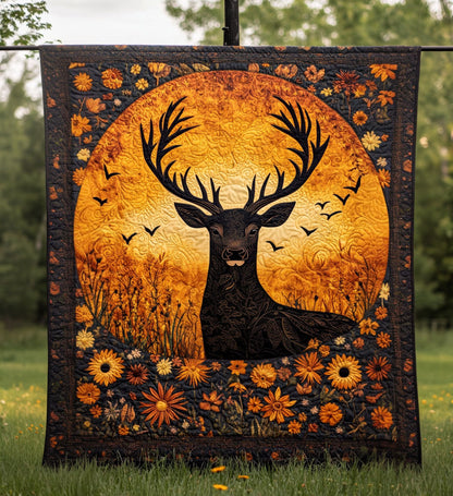Twilight Stag Quilted Blanket NCU0PT874