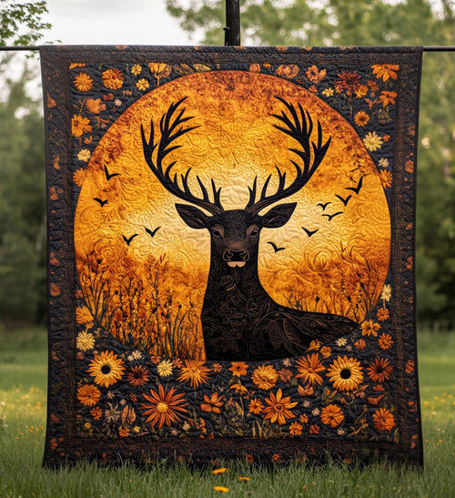 Twilight Stag Quilted Blanket NCU0PT874