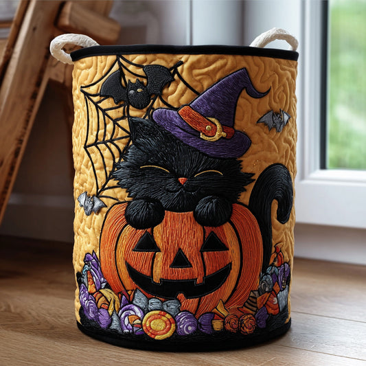 Twilight Whiskers Quilted Laundry Basket NCU0PVL512