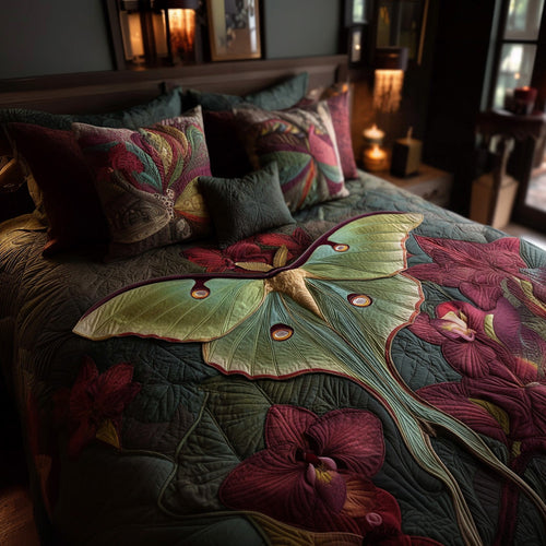 Twilight Wings Luna Moth 3-Piece Quilted Bedding Set NCU0LDH097