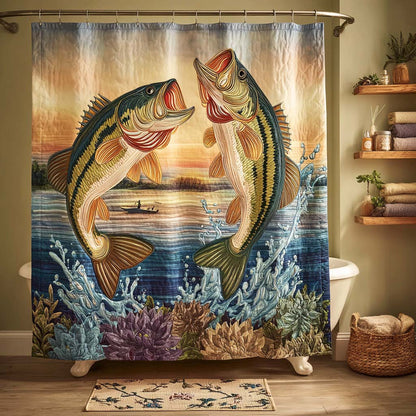Twin Bass Splash Shower Curtain NCU0DQQ0396