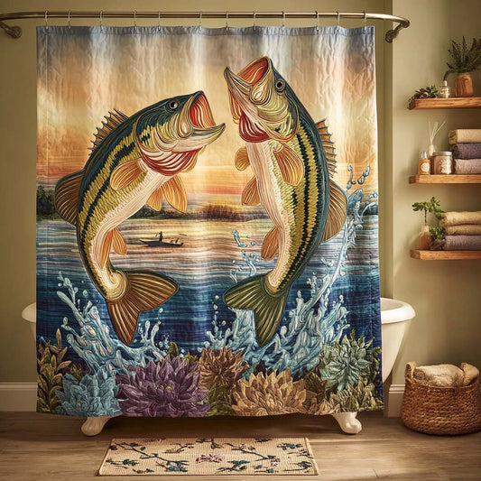 Twin Bass Splash Shower Curtain NCU0DQQ0396