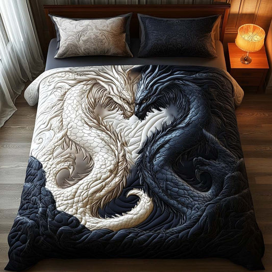 Twin Dragons 3-Piece Quilted Bedding Set NCU0DQQ038