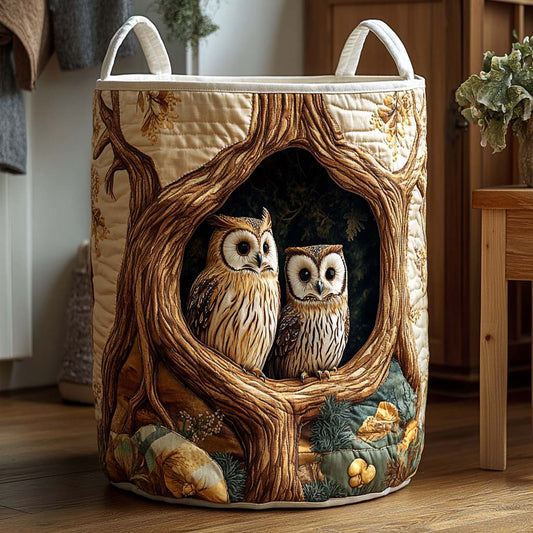 Twin Owls Forest Den Quilted Laundry Basket NCU0NXD1110