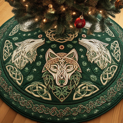 Twin Wolf Knot Christmas Quilted Tree Skirt NCU0NTD1019