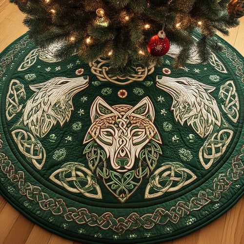 Twin Wolf Knot Christmas Quilted Tree Skirt NCU0NTD1019