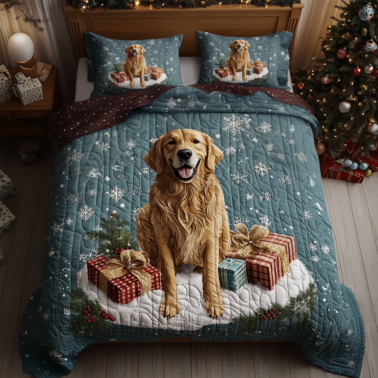 Twinkle Tail Golden 3-Piece Quilted Bedding Set NCU0PTT1460