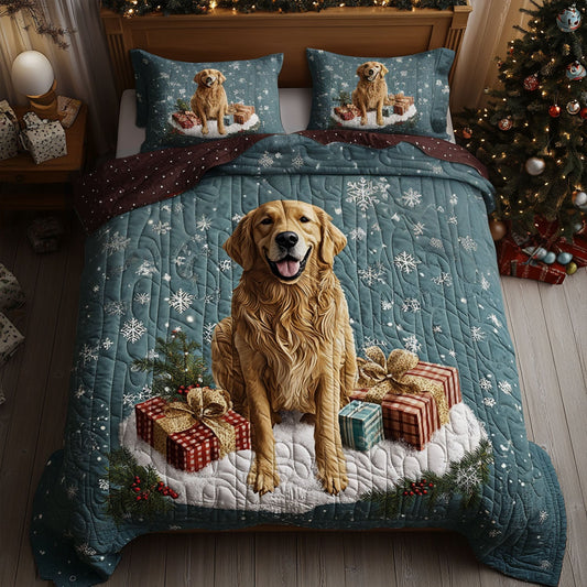 Twinkle Tail Golden 3-Piece Quilted Bedding Set NCU0PTT1460