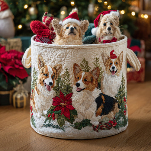 Twinkling Corgi Night Quilted Laundry Basket NCU0DV1143