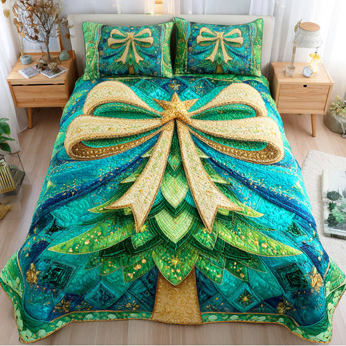 Twinkling Pine Glow 3-Piece Quilted Bedding Set NCU0NTD614